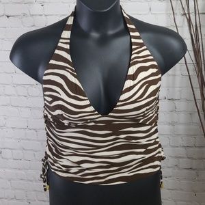 SOLD-Michael Kors Zebra Print Halter Swim Top